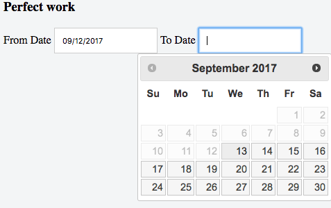 JQuery UI Datepicker range fields